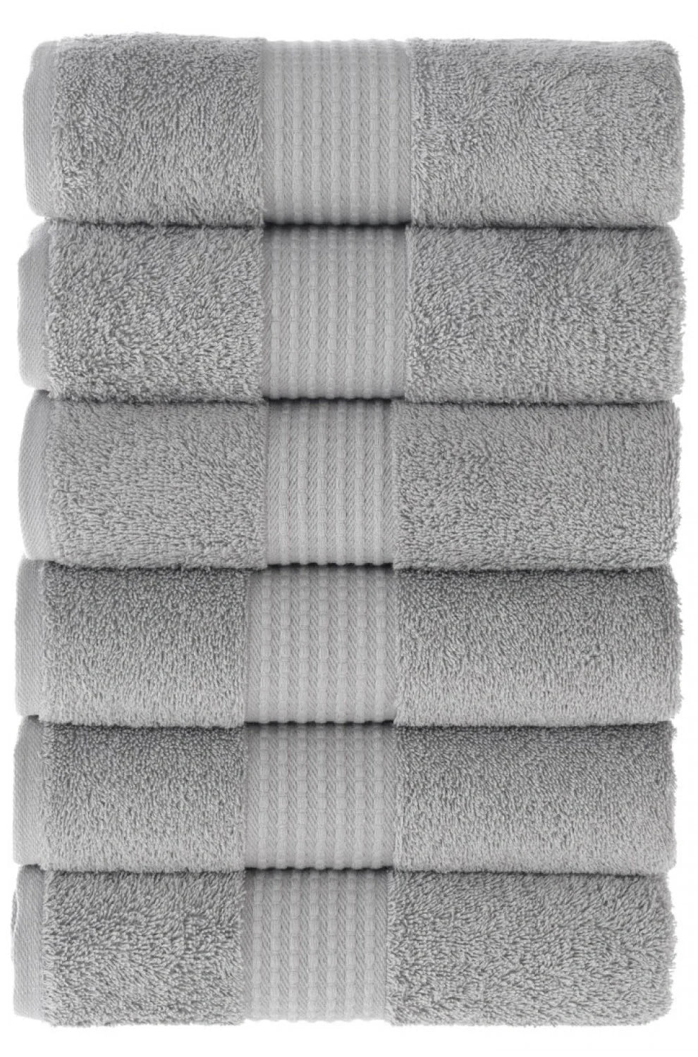 Olachika Home 100% Premium Quality Cotton 6-piece hand towels 50X100cm gray