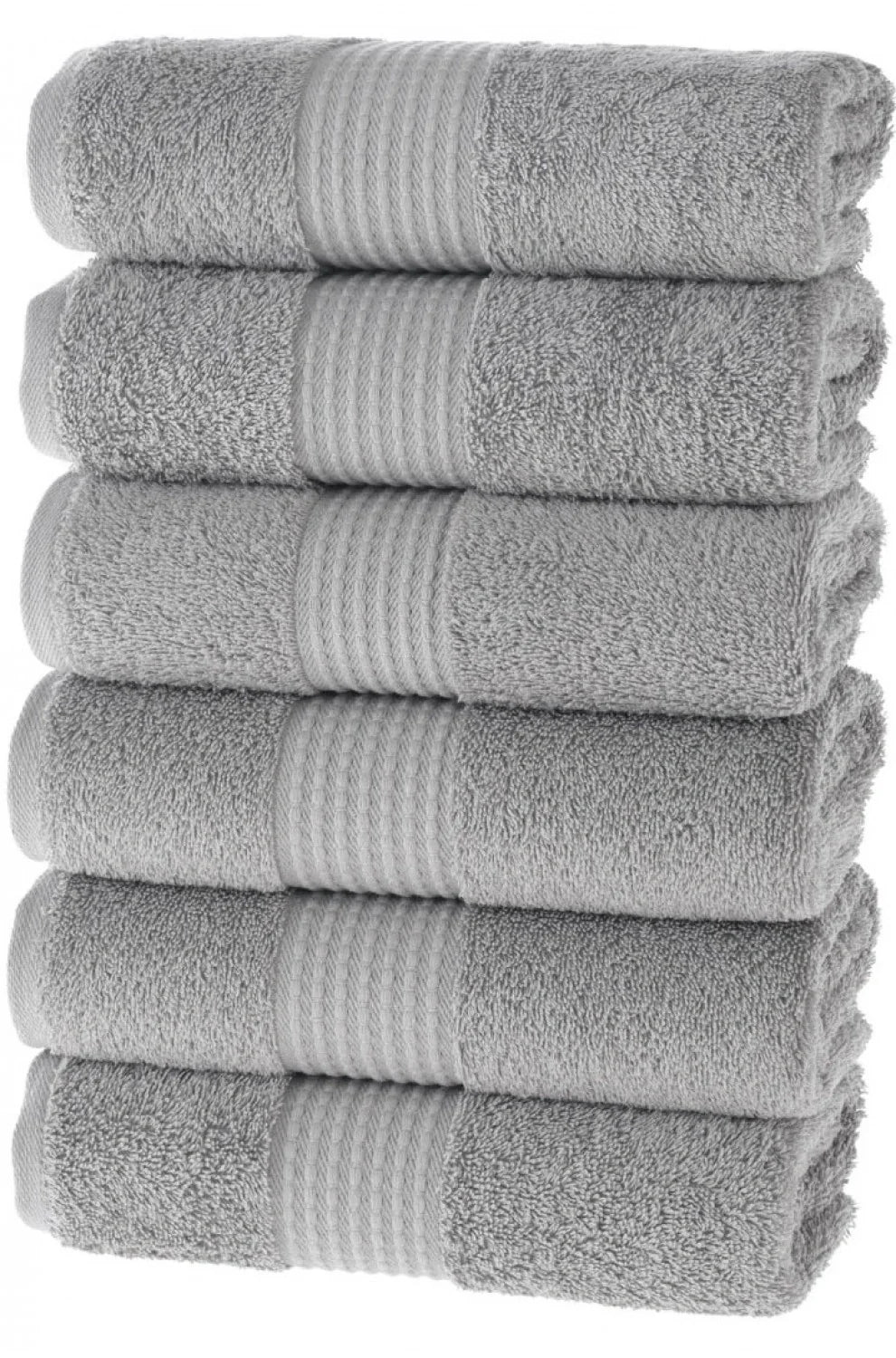 Olachika Home 100% Premium Quality Cotton 6-piece hand towels 50X100cm gray
