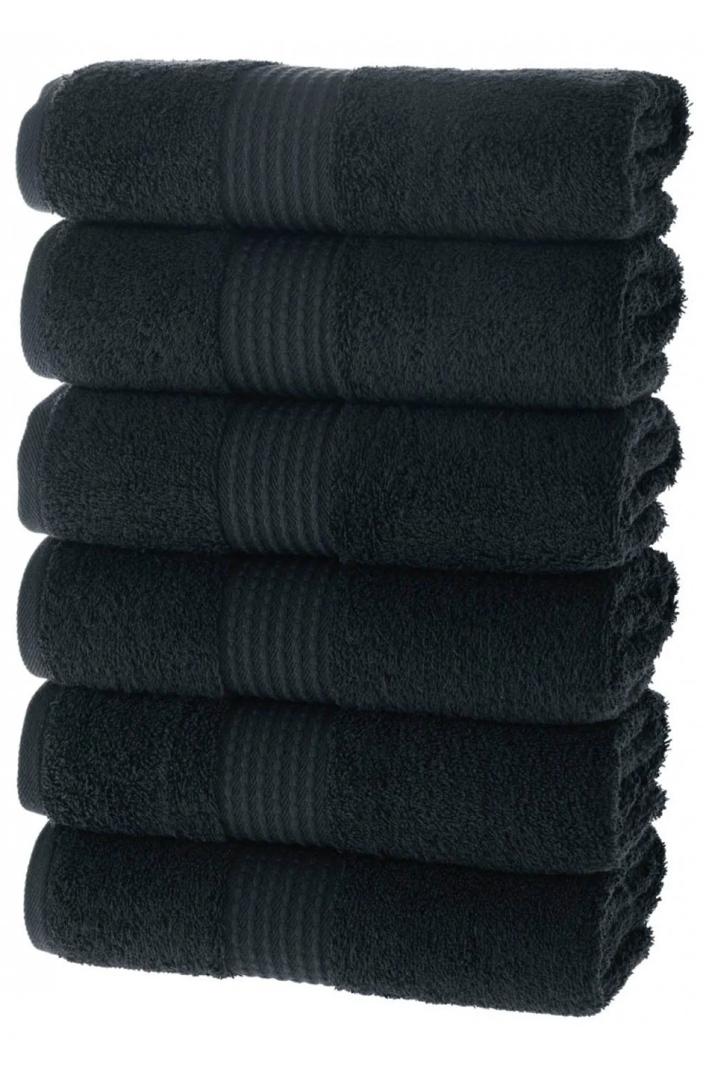 Olachika Home 100% Premium Quality Cotton 6-piece hand towels 50X100cm black