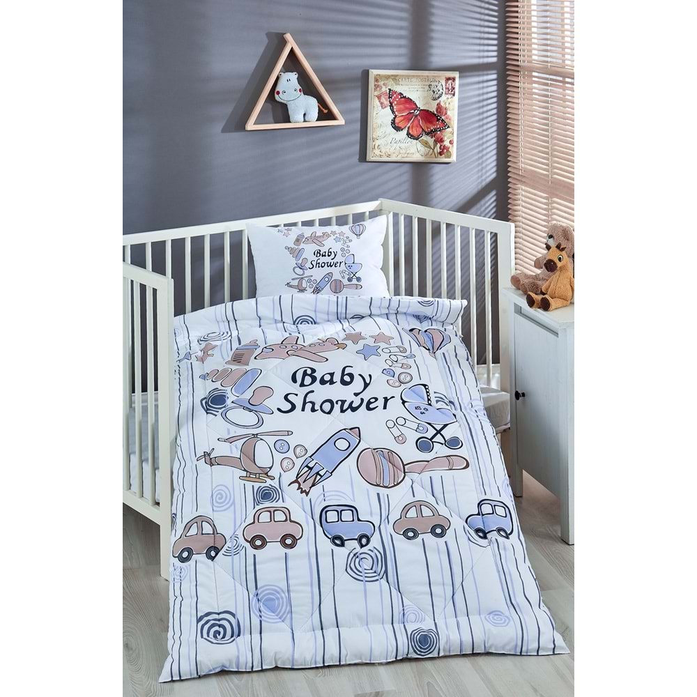 Olachika Home Baby Shower Printed 100% Cotton Silicone Fiber Baby Quilt+Pillow