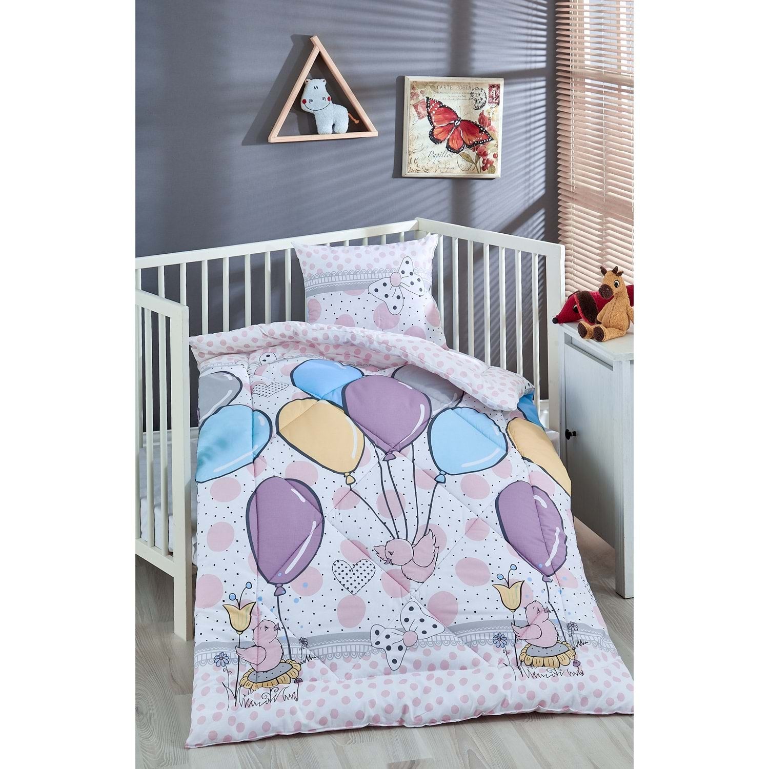 Olachika Home Printed 100% Cotton Silicone Fiber Baby Quilt+Pillow