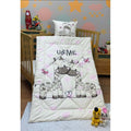Olachika Home Giraffe Love Printed 100% Cotton Silicone Fiber Baby Quilt+Pillow