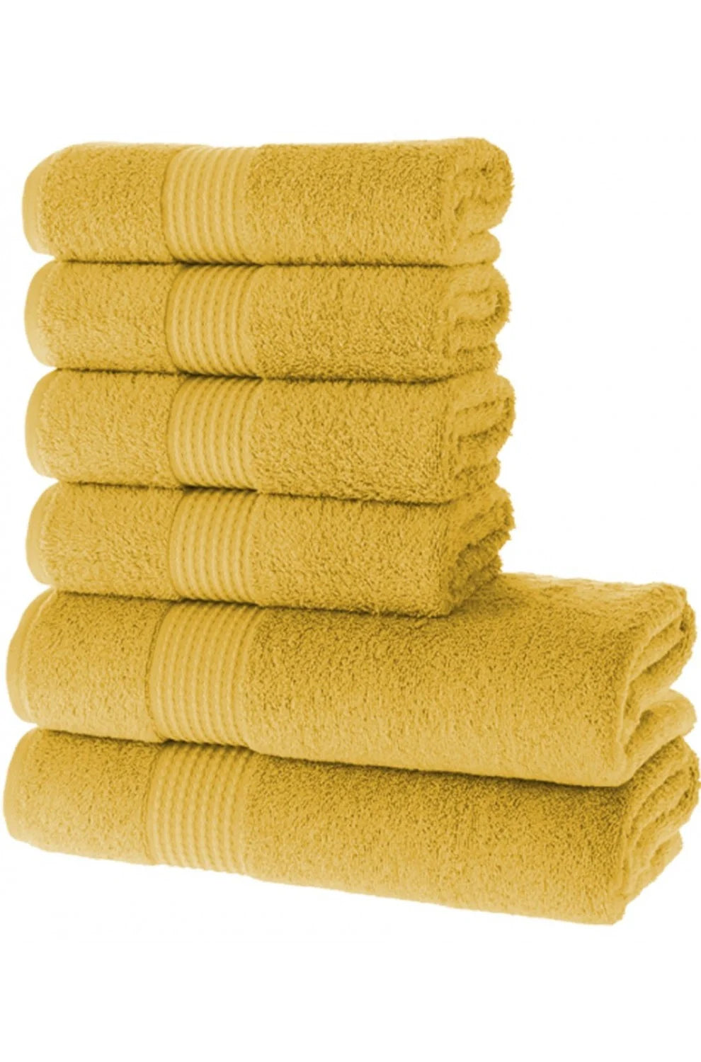 Olachika Home Luxury Bath Towel set 100% Premium Quality Cotton 2-piece Bath Towels Gold 70X140cm and 4-piece Hand Towels 50X100cm