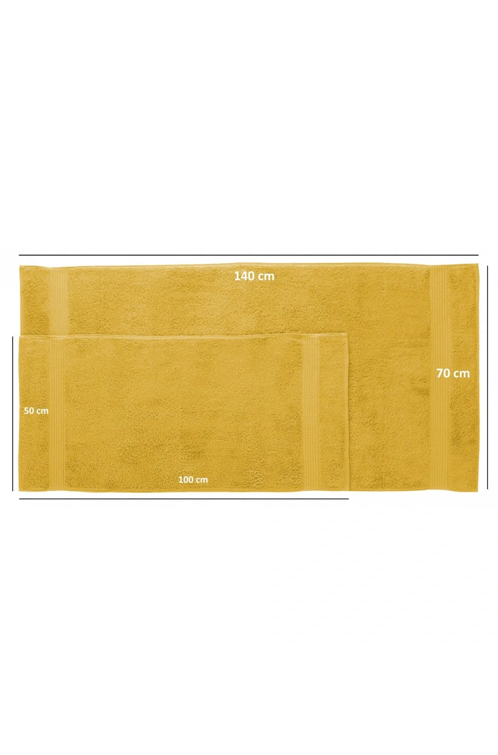 Olachika Home Luxury Bath Towel set 100% Premium Quality Cotton 2-piece Bath Towels Gold 70X140cm and 4-piece Hand Towels 50X100cm