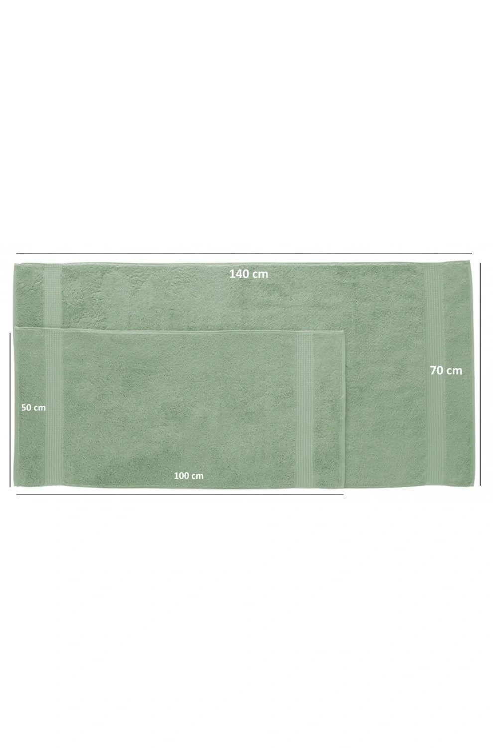 Olachika Home Luxury Bath Towel set 100% Premium Quality Cotton 2-piece Bath Towels Iceberg Green 70X140cm and 4-piece Hand Towels 50X100cm