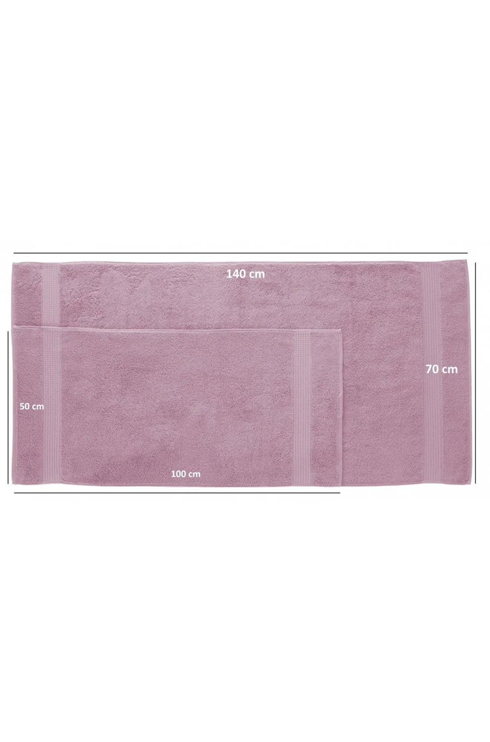 Olachika Home Luxury Bath Towel set 100% Premium Quality Cotton 2-piece Bath Towels Old Rose 70X140cm and 4-piece Hand Towels 50X100cm