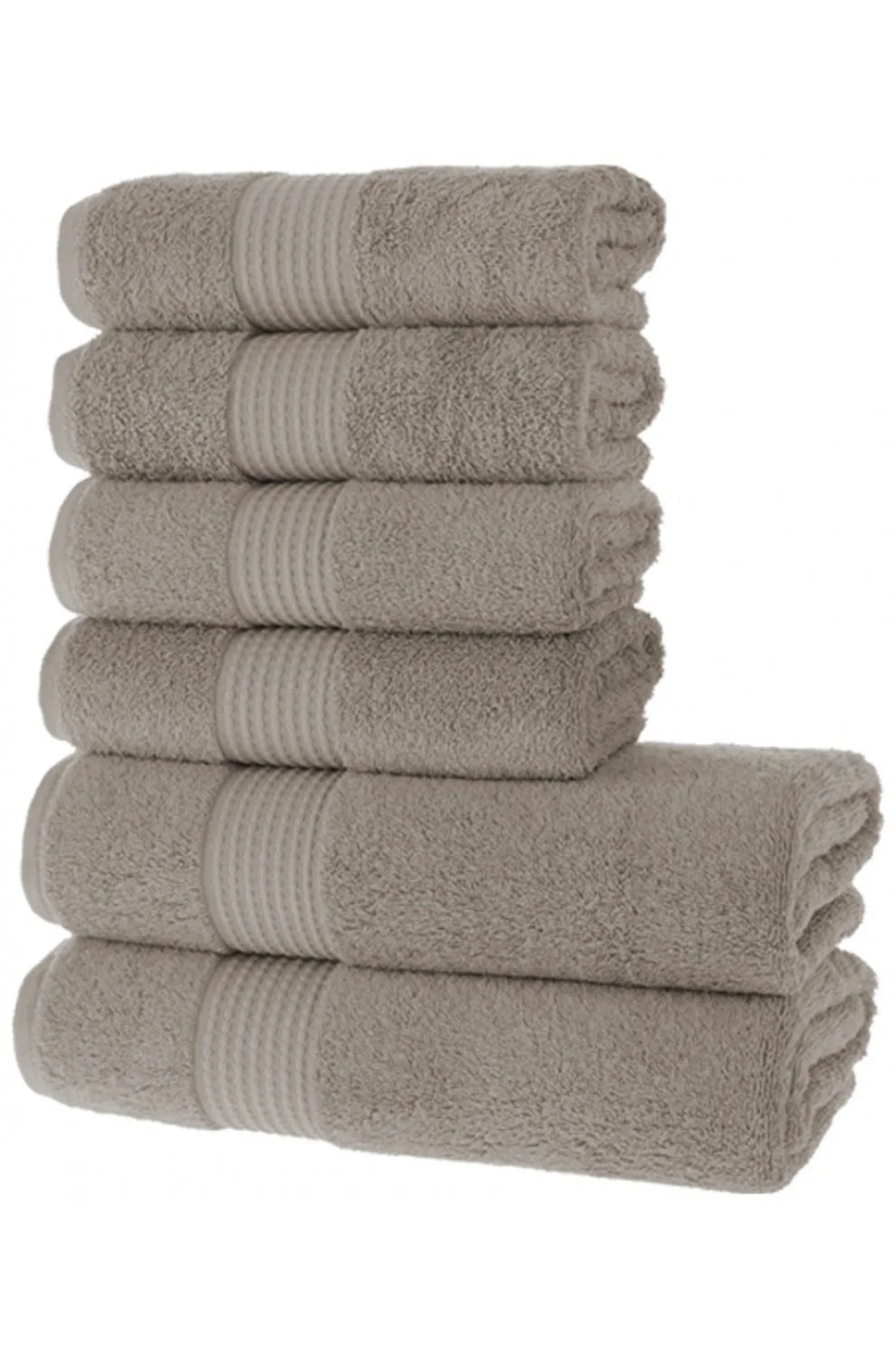 Olachika Home Luxury Bath Towel set 100% Premium Quality Cotton 2-piece Bath Towels Taupe 70X140cm and 4-piece Hand Towels 50X100cm