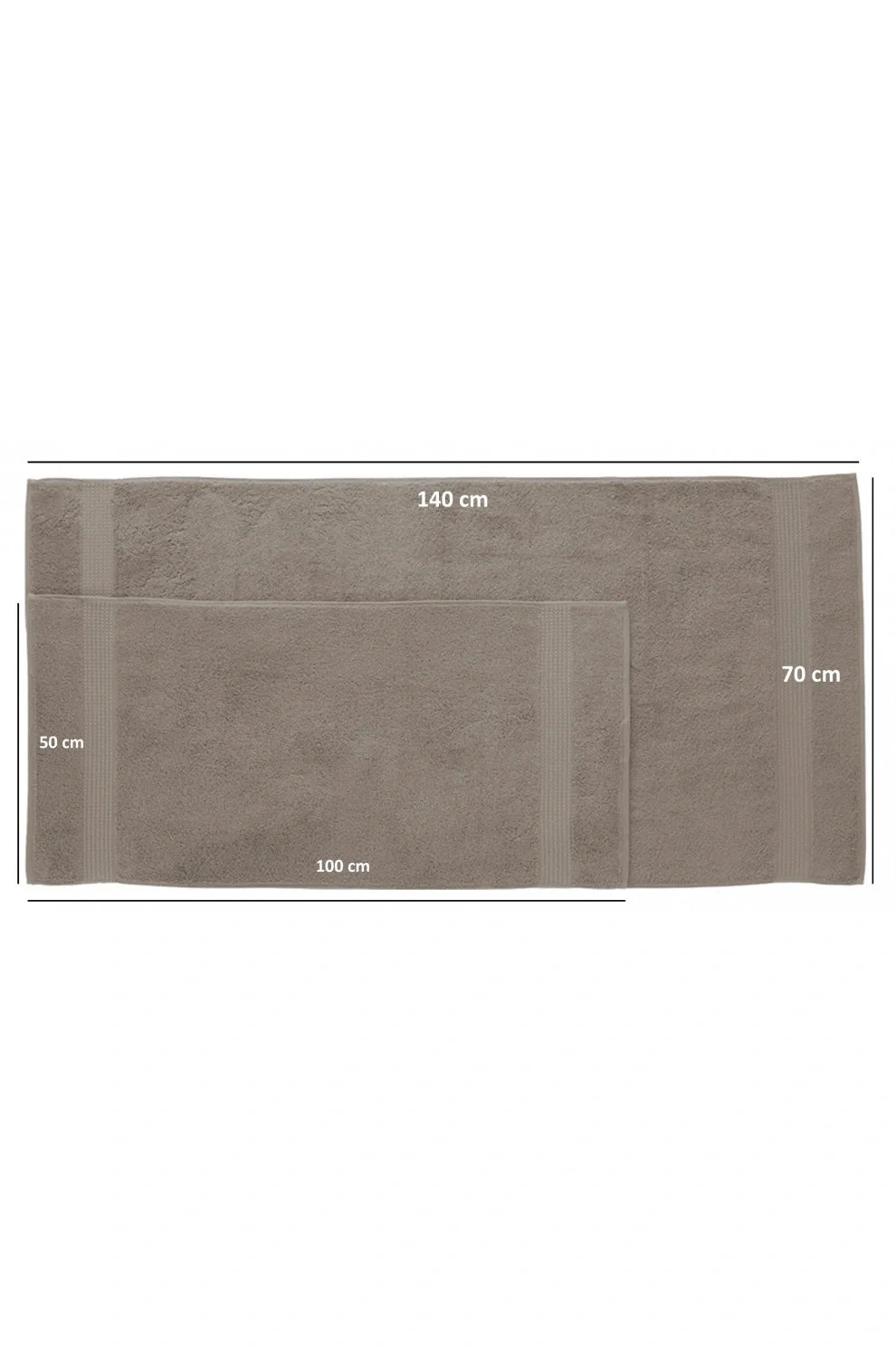 Olachika Home Luxury Bath Towel set 100% Premium Quality Cotton 2-piece Bath Towels Taupe 70X140cm and 4-piece Hand Towels 50X100cm
