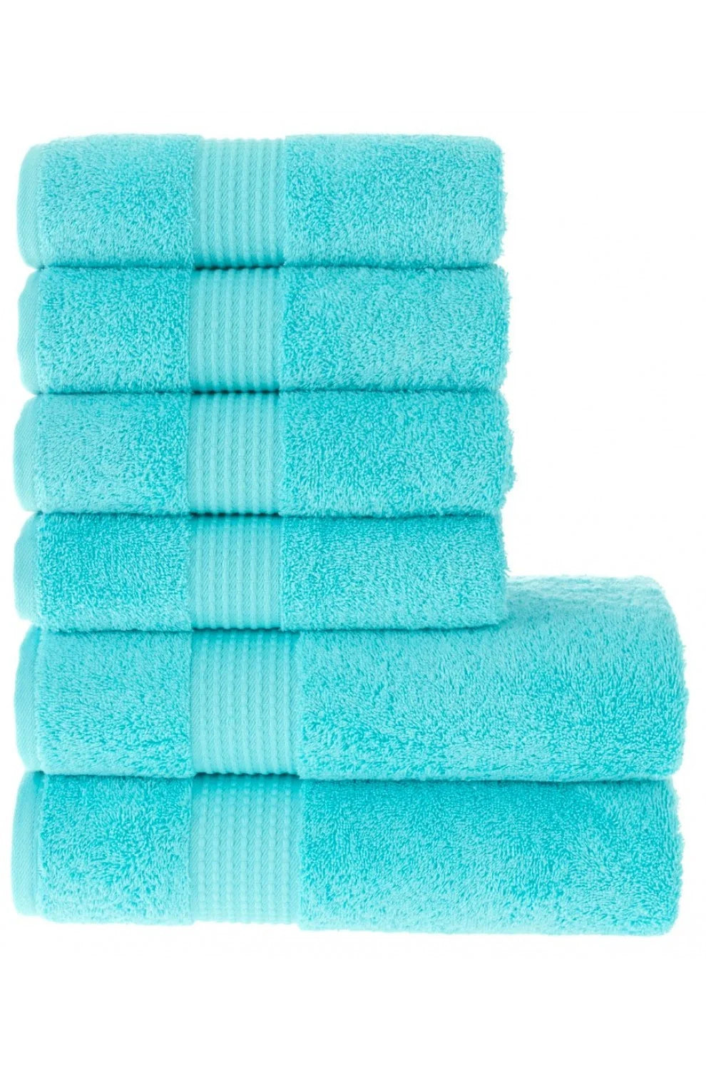 Olachika Home Luxury Bath Towel set 100% Premium Quality Cotton 2-piece Bath Towels Turquoise 70X140cm and 4-piece Hand Towels 50X100cm