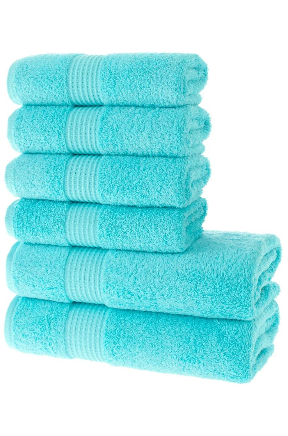 Olachika Home Luxury Bath Towel set 100% Premium Quality Cotton 2-piece Bath Towels Turquoise 70X140cm and 4-piece Hand Towels 50X100cm