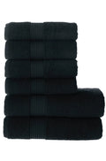Olachika Home Luxury Bath Towel set 100% Premium Quality Cotton 2-piece Bath Towels Black 70X140cm and 4-piece Hand Towels 50X100cm