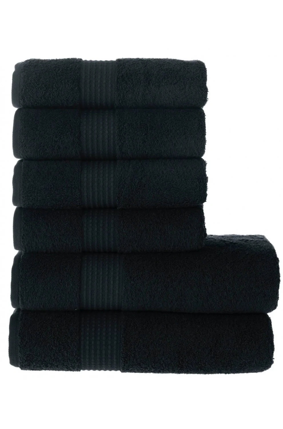 Olachika Home Luxury Bath Towel set 100% Premium Quality Cotton 2-piece Bath Towels Black 70X140cm and 4-piece Hand Towels 50X100cm