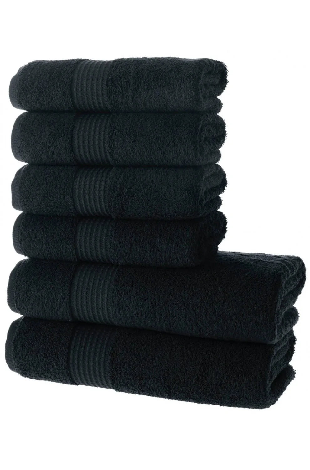 Olachika Home Luxury Bath Towel set 100% Premium Quality Cotton 2-piece Bath Towels Black 70X140cm and 4-piece Hand Towels 50X100cm
