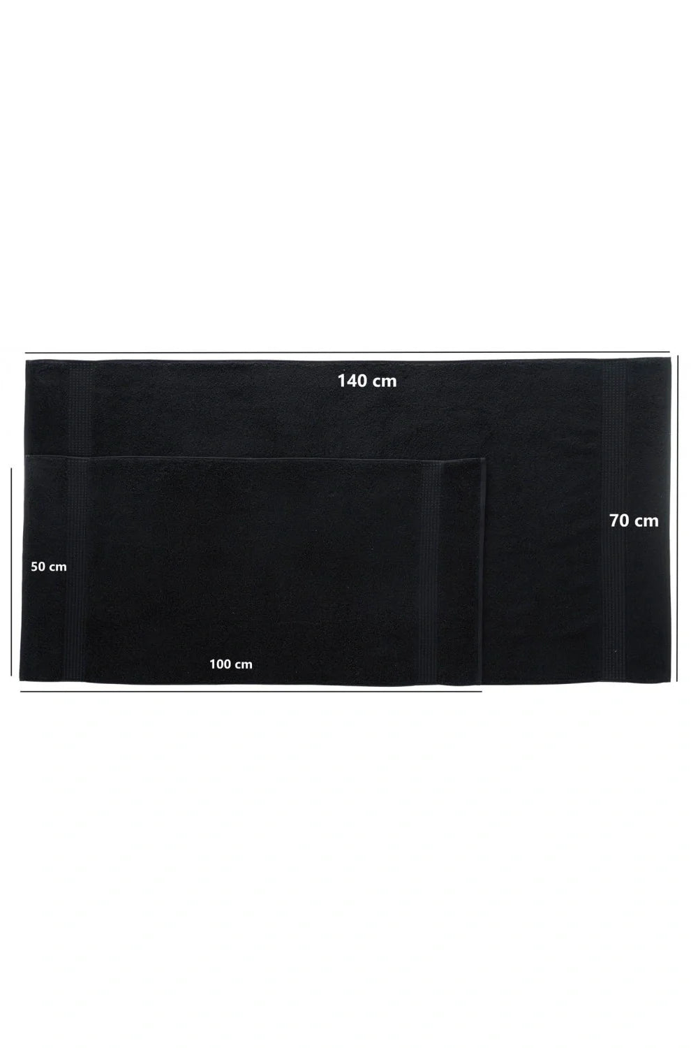 Olachika Home Luxury Bath Towel set 100% Premium Quality Cotton 2-piece Bath Towels Black 70X140cm and 4-piece Hand Towels 50X100cm