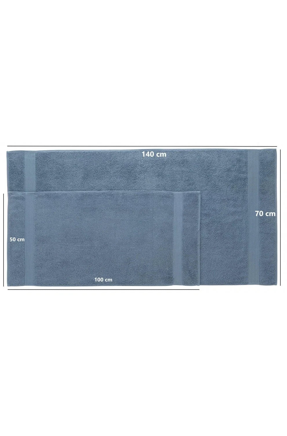 Olachika Home Luxury Bath Towel set 100% Premium Quality Cotton 2-piece Bath Towels Blue70X140cm and 4-piece Hand Towels 50X100cm