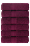 Olachika Home 100% Premium Quality Cotton 6-piece hand towels 50X100cm Claret Red