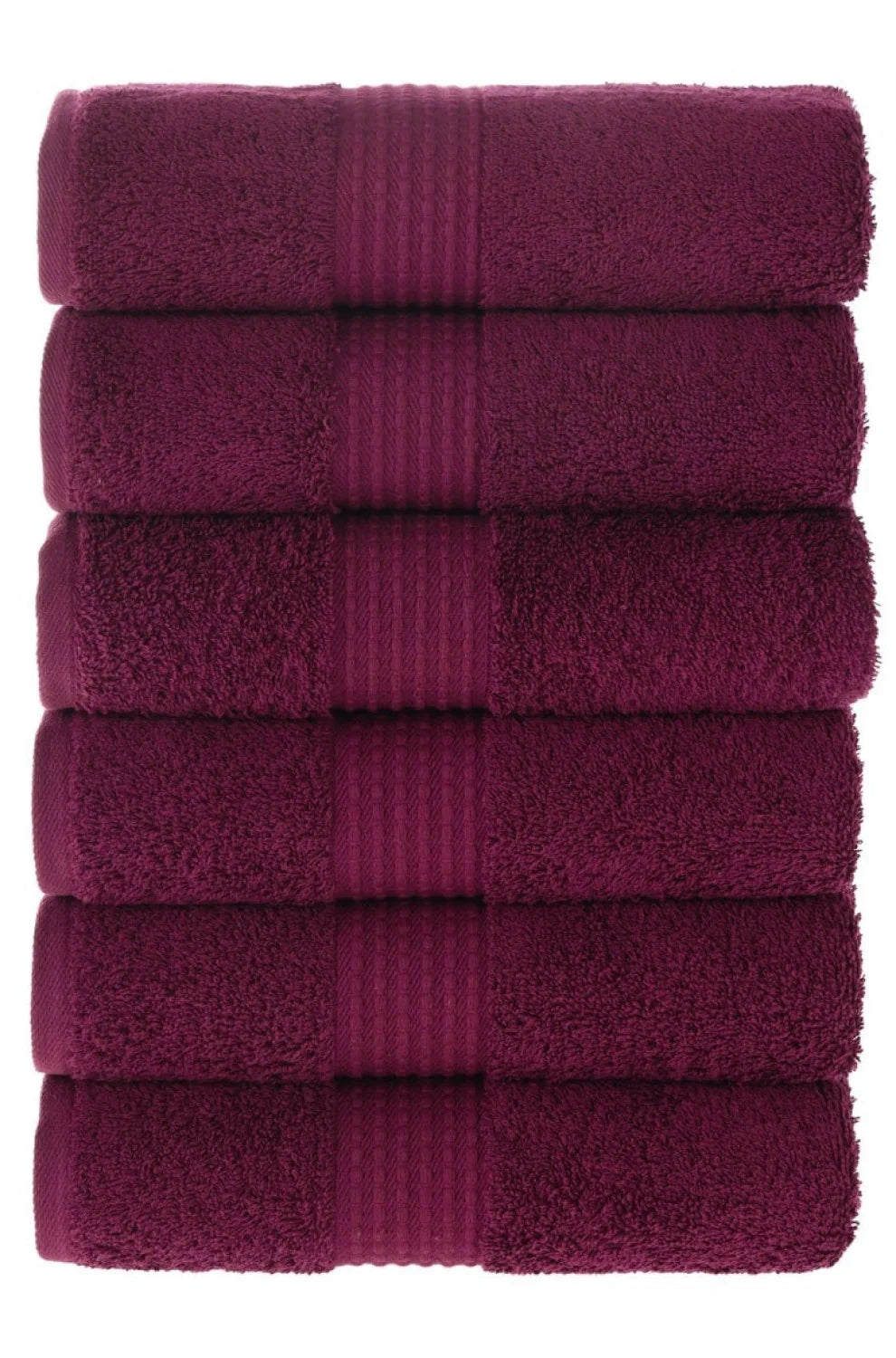 Olachika Home 100% Premium Quality Cotton 6-piece hand towels 50X100cm Claret Red