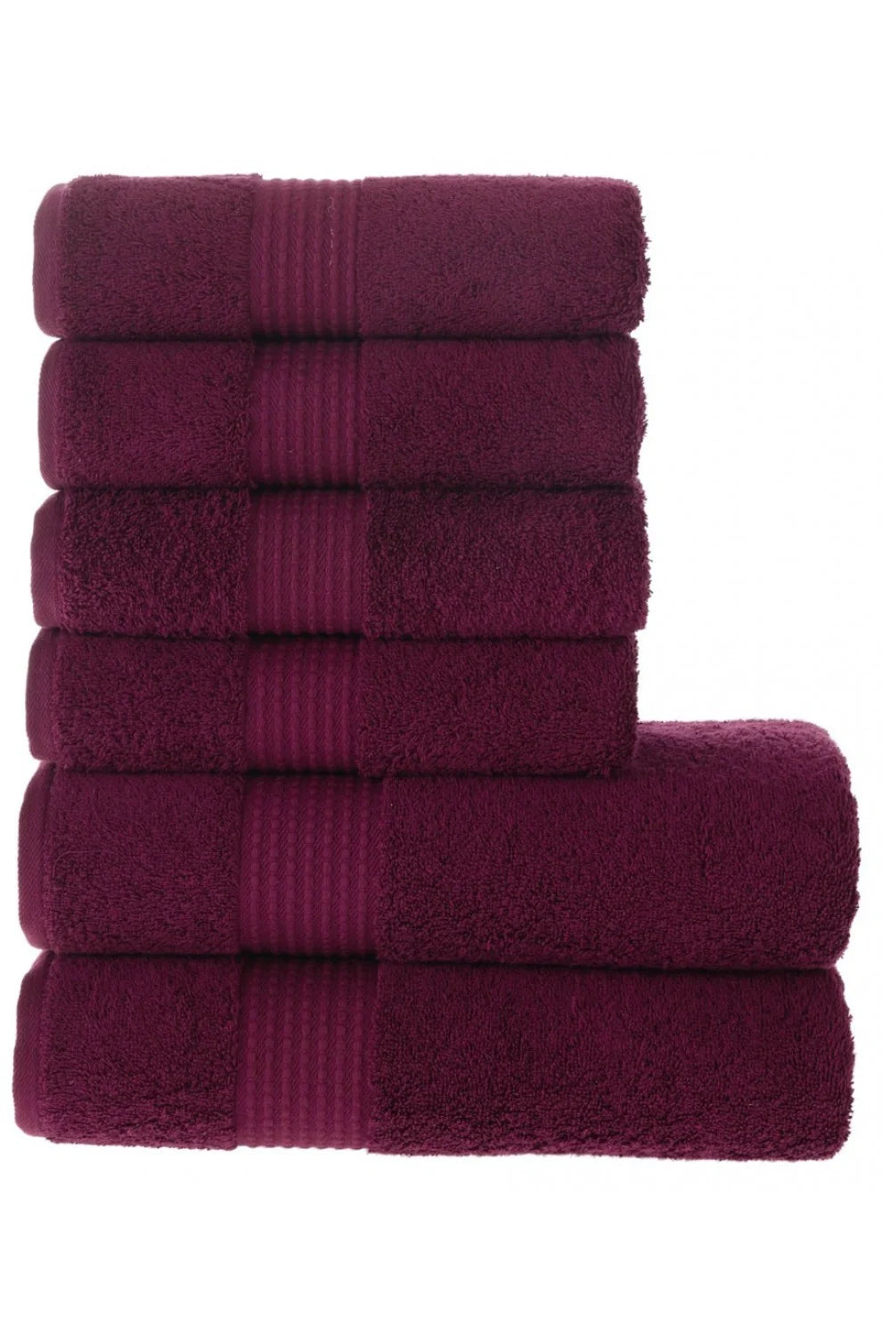 Olachika Home Luxury Bath Towel set 100% Premium Quality Cotton 2-piece Bath Towels  Claret Red 70X140cm and 4-piece Hand Towels 50X100cm