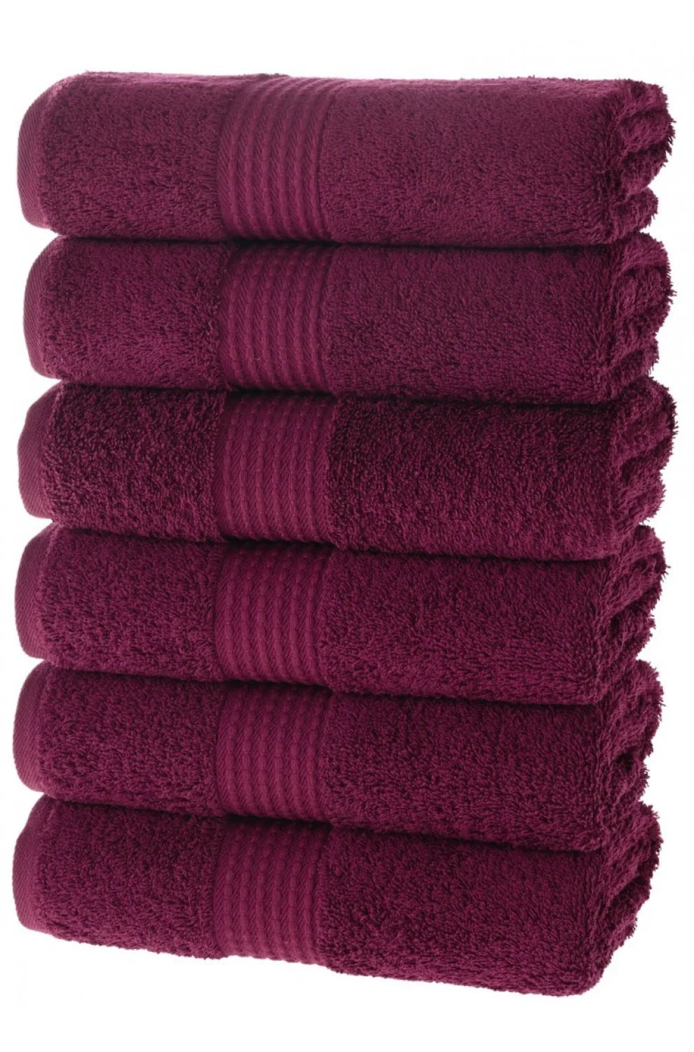 Olachika Home 100% Premium Quality Cotton 6-piece hand towels 50X100cm Claret Red