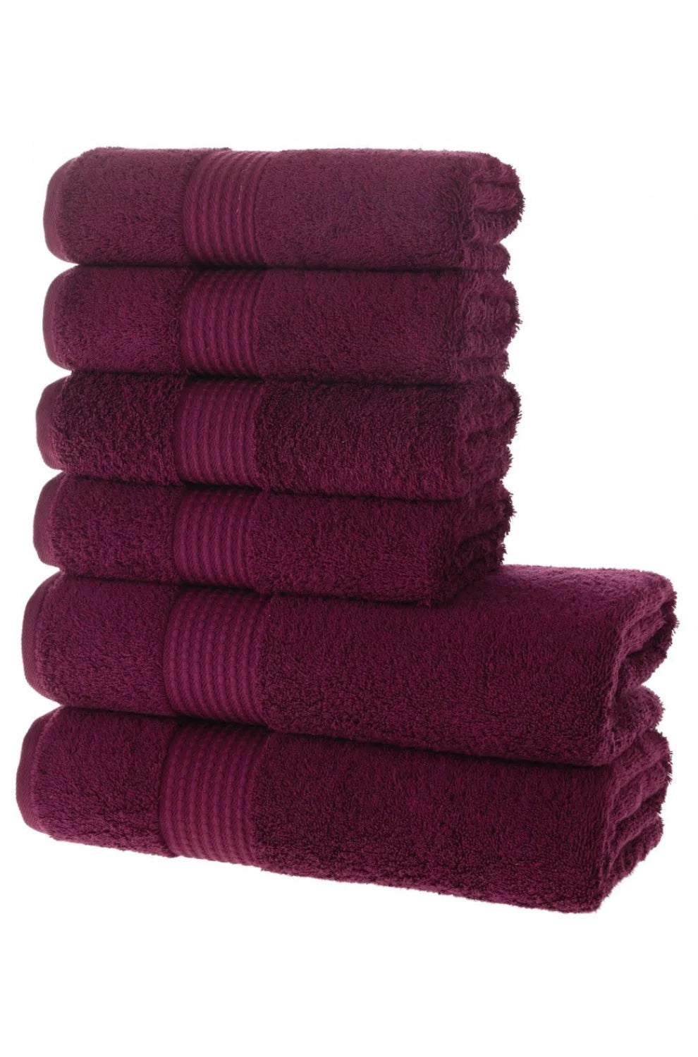Olachika Home Luxury Bath Towel set 100% Premium Quality Cotton 2-piece Bath Towels  Claret Red 70X140cm and 4-piece Hand Towels 50X100cm
