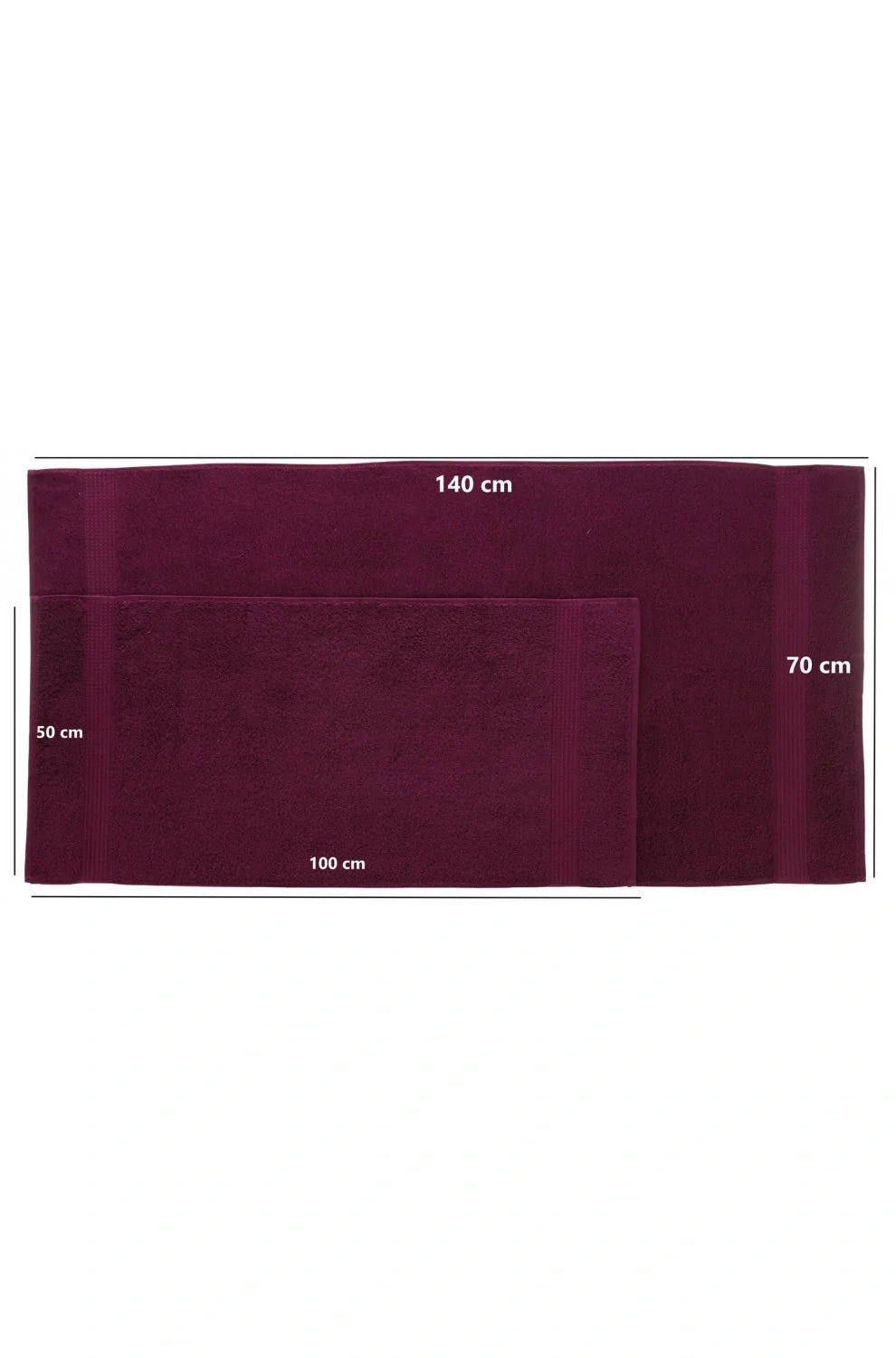 Olachika Home Luxury Bath Towel set 100% Premium Quality Cotton 2-piece Bath Towels  Claret Red 70X140cm and 4-piece Hand Towels 50X100cm