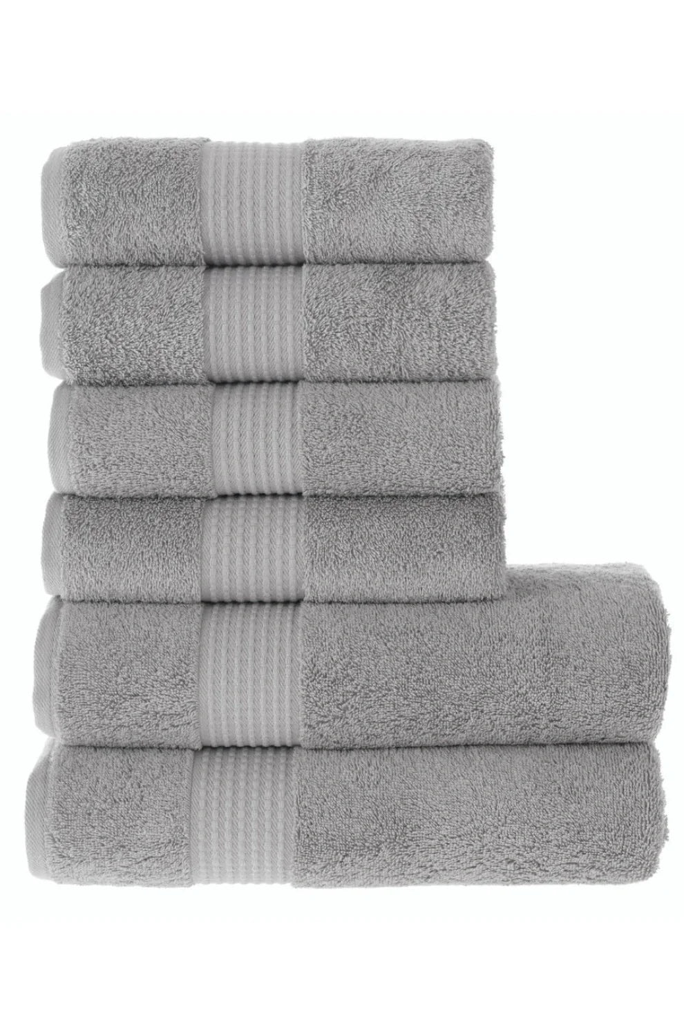 Olachika Home Luxury Bath Towel set 100% Premium Quality Cotton 2-piece Bath Towels Gray 70X140cm and 4-piece Hand Towels 50X100cm