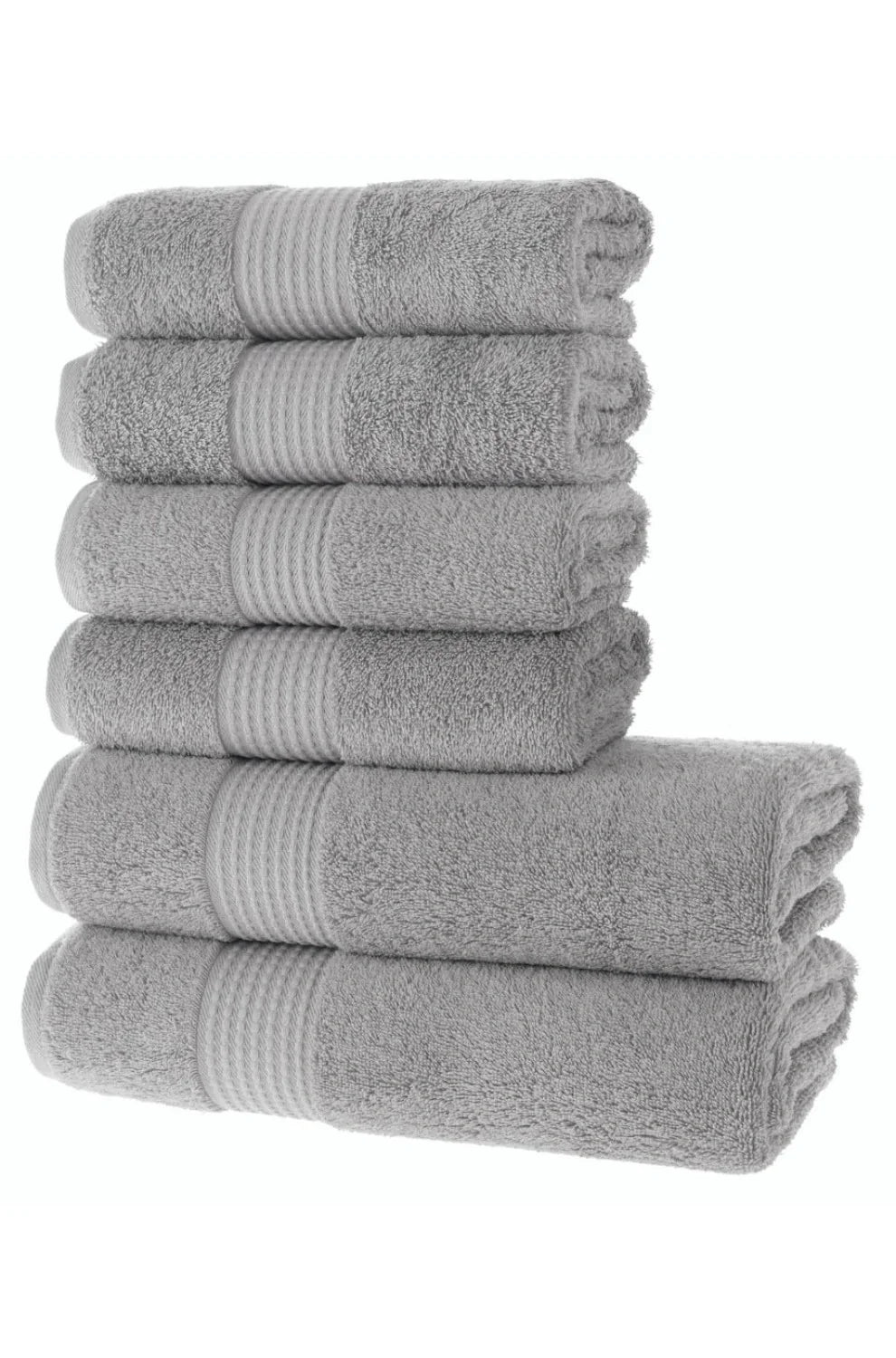Olachika Home Luxury Bath Towel set 100% Premium Quality Cotton 2-piece Bath Towels Gray 70X140cm and 4-piece Hand Towels 50X100cm
