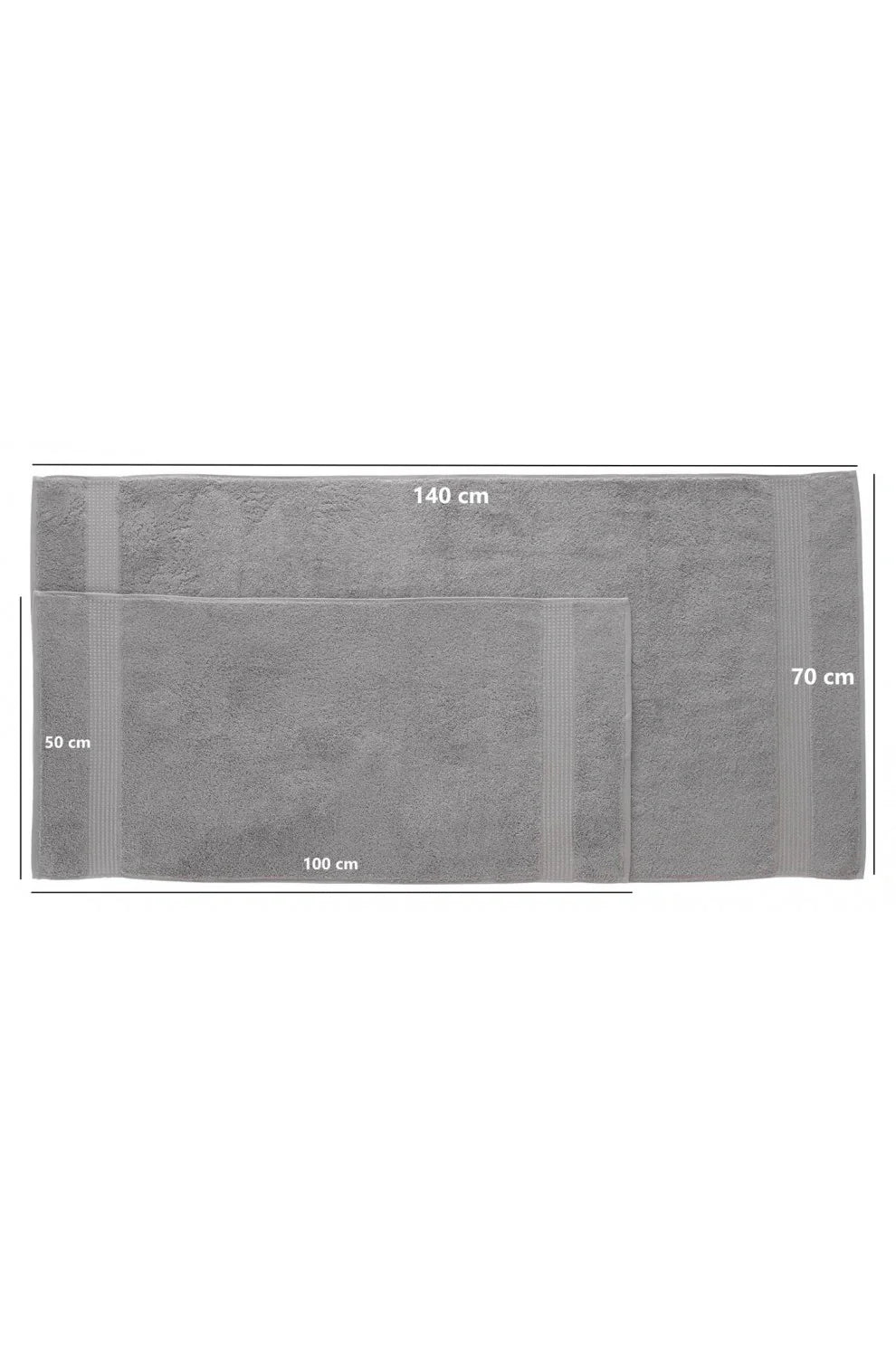 Olachika Home Luxury Bath Towel set 100% Premium Quality Cotton 2-piece Bath Towels Gray 70X140cm and 4-piece Hand Towels 50X100cm