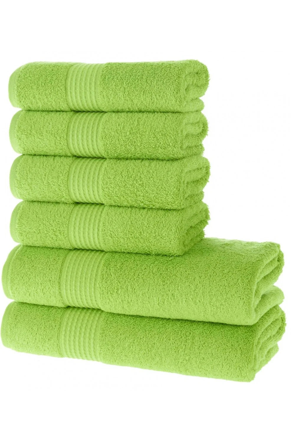 Olachika Home Luxury Bath Towel set 100% Premium Quality Cotton 2-piece Bath Towels  Green 70X140cm and 4-piece Hand Towels 50X100cm