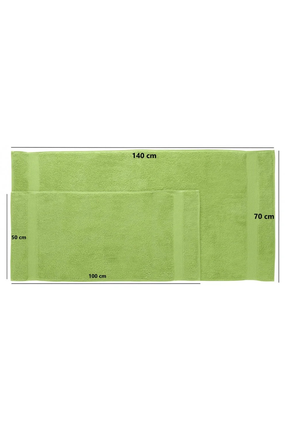 Olachika Home Luxury Bath Towel set 100% Premium Quality Cotton 2-piece Bath Towels  Green 70X140cm and 4-piece Hand Towels 50X100cm