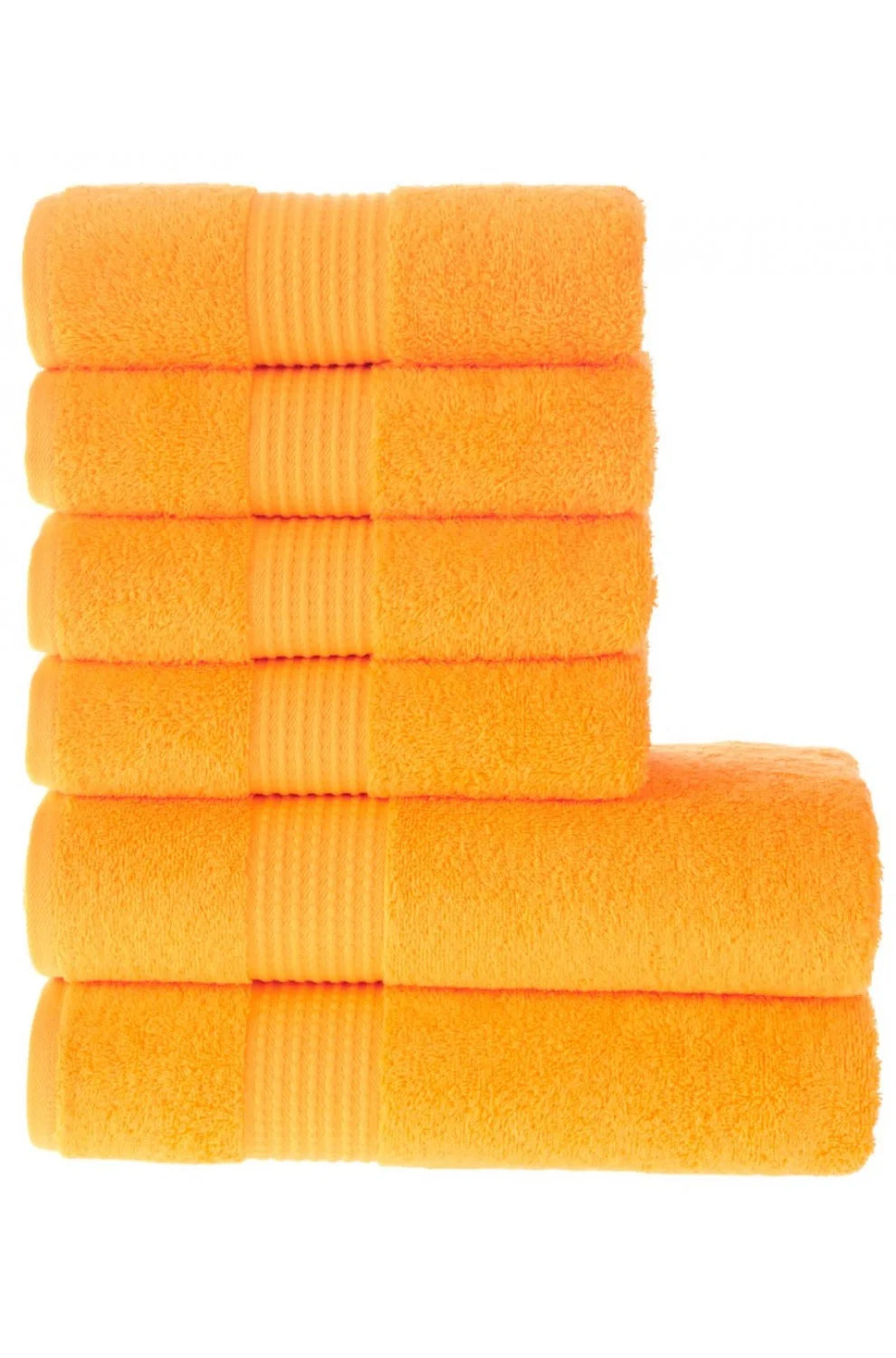 Olachika Home Luxury Bath Towel set 100% Premium Quality Cotton 2-piece Bath Towels Orange 70X140cm and 4-piece Hand Towels 50X100cm