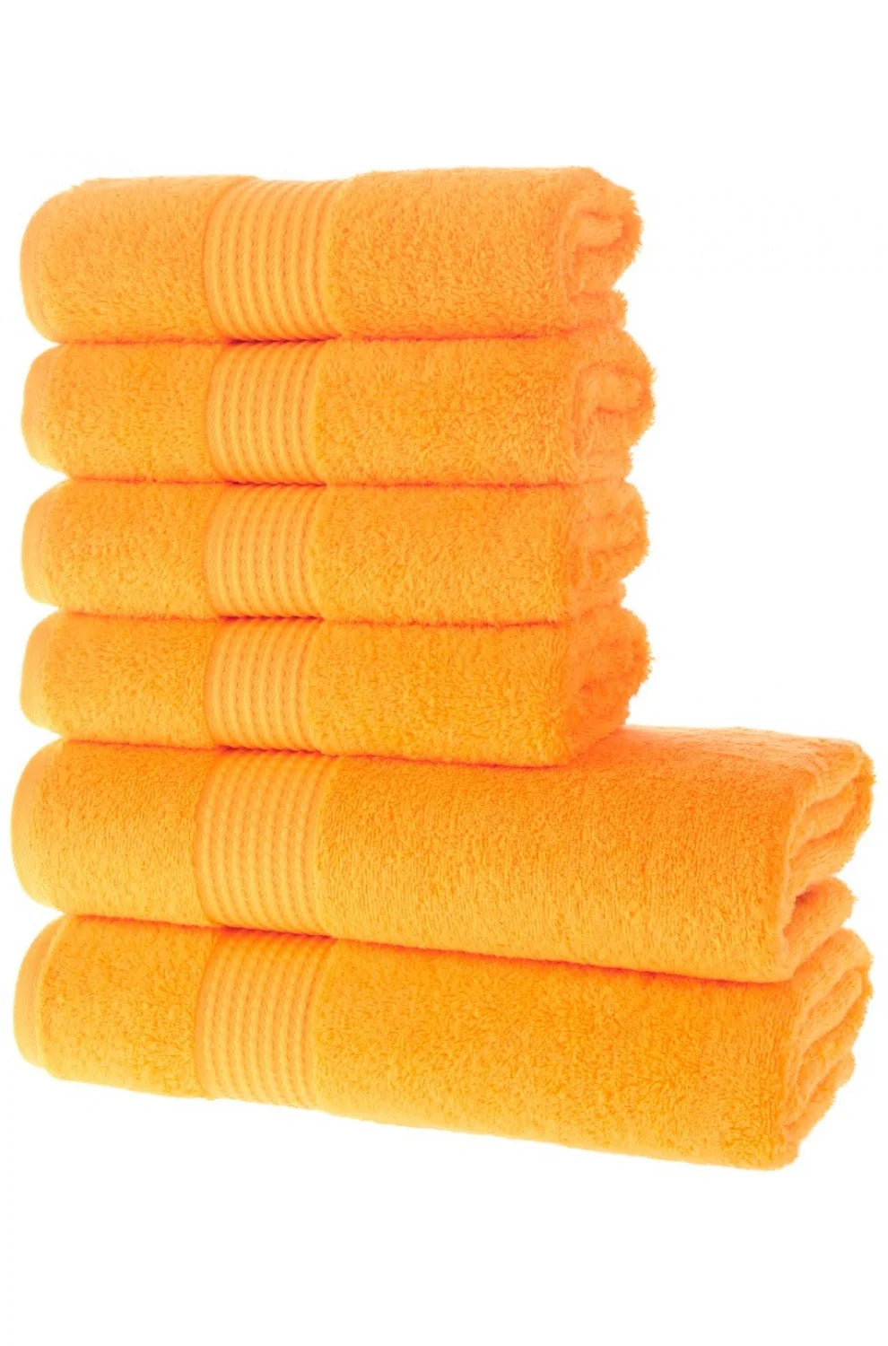 Olachika Home Luxury Bath Towel set 100% Premium Quality Cotton 2-piece Bath Towels Orange 70X140cm and 4-piece Hand Towels 50X100cm